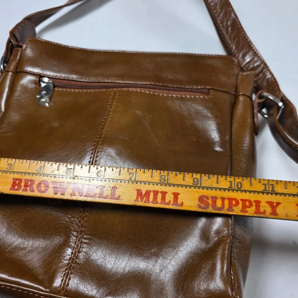 Ashwood Cognac Brown Genuine Leather Crossbody Messenger Bag Adjustable Strap